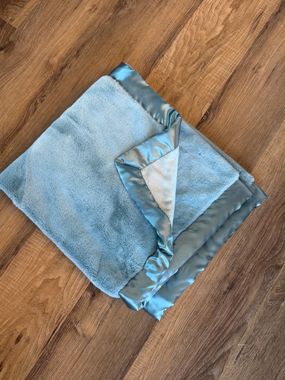 Cloud island Plush Baby Blanket with Satin Trim - Blue - teal - blue - Picture 7 of 9